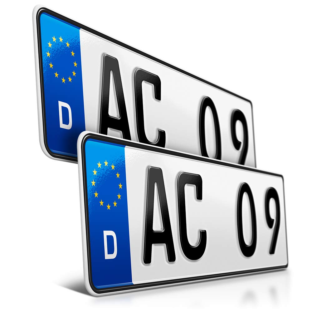 schildEVO 2 Kfz Kennzeichen | 370 x 110 mm | DIN-Zertifiziert – individuelles EU Wunschkennzeichen | PKW Nummernschild | kurzes Autokennzeichen | Auto-Schild | Fahrradträger & Anhänger | DHL-Versand von schildEVO