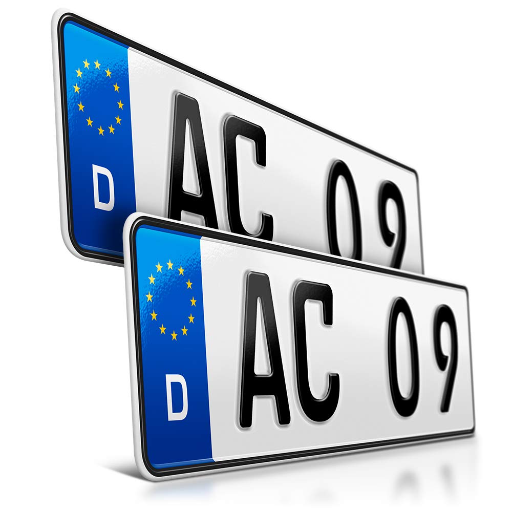 schildEVO 2 Kfz Kennzeichen | 390 x 110 mm | DIN-Zertifiziert – individuelles EU Wunschkennzeichen | PKW Nummernschild | kurzes Autokennzeichen | Auto-Schild | Fahrradträger & Anhänger | DHL-Versand von schildEVO