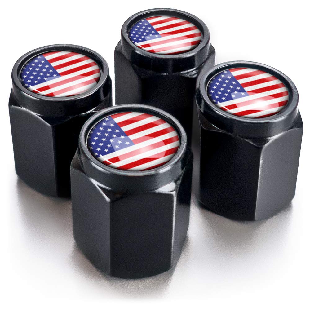 schildEVO 4 Ventilkappen für Reifen | USA | schwarz mit Dichtung | Aluminium rostfrei | Autoventil von schildEVO