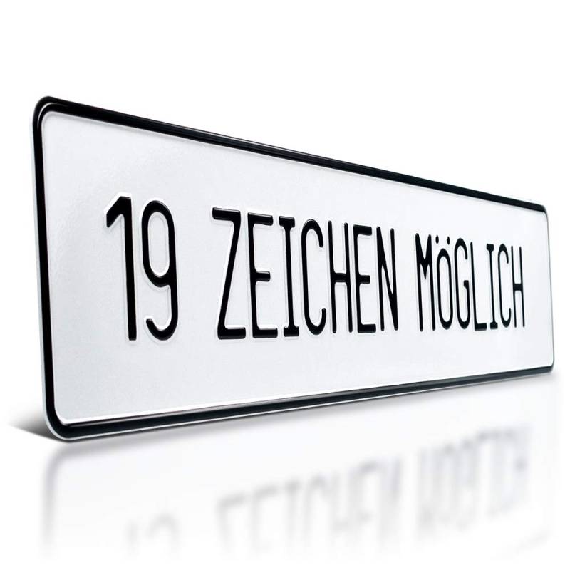 schildEVO Aluminium Schild | geprägt mit Wunschtext | bis 19 Zeichen | Parkplatzschild | Parkplatz-Kennzeichen | 520 x 110 mm | weiß von schildEVO