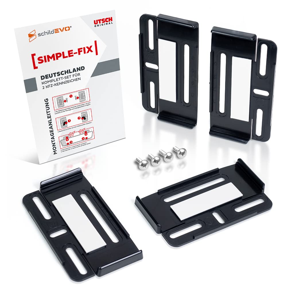 schildEVO Kennzeichenhalter für 2 Autokennzeichen | Simple Fix 2.0 | Rahmenlose Nummernschildhalter | 2er Set | Auto PKW Kfz | Nummernschildhalterung schildEVO Kennzeichenhalter für 2 Autokennzeichen | Simple Fix 2.0 | Rahmenlose Nummernschildhalter | 2er Set | Auto PKW Kfz | Nummernschildhalterung von schildEVO