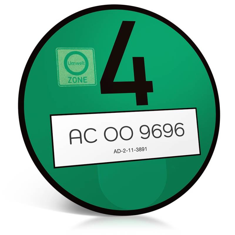 schildEVO Offizielle Grüne Umweltplakette | Legal & Amtlich | Euro 4 Feinstaub-Plakette | Grüne Plakette für Umweltzone | environmental badge | emissions sticker (ROUND-Schrift) von schildEVO