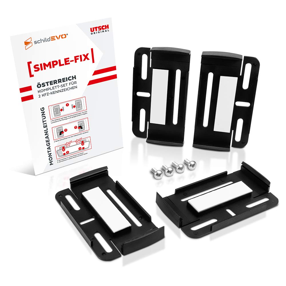 schildEVO Simple Fix AT | Kennzeichenhalter für ÖSTERREICH | Set für 2 Autokennzeichen | Rahmenlose Nummernschildhalter | Auto PKW Kfz | Nummernschildhalterung schildEVO Simple Fix AT | Kennzeichenhalter für ÖSTERREICH | Set für 2 Autokennzeichen | Rahmenlose Nummernschildhalter | Auto PKW Kfz | Nummernschildhalterung von schildEVO