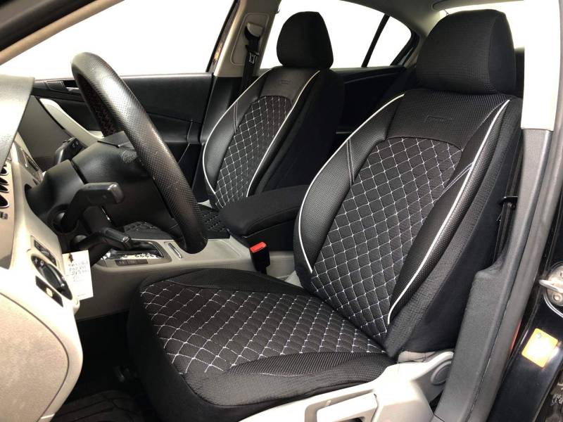 Sitzbezüge k-maniac kompatibel mit Audi A1 8X Sportback Universal schwarz-Weiss Autositzbezüge Set Vordersitze Autozubehör Innenraum V1305314 Sitzschoner von seatcovers by k-maniac