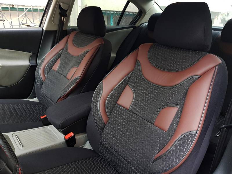 Sitzbezüge k-maniac kompatibel mit Opel Karl Universal schwarz-bordeaux Autositzbezüge Set Vordersitze Autozubehör Innenraum V334112 Sitzschoner von seatcovers by k-maniac