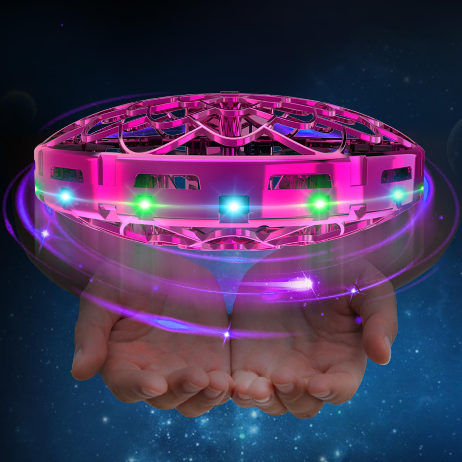 semai Fliegendes Spielzeug, Mini UFO Drohne Fliegender Ball, Handgesteuerter Hover Flying Ball mit 360°Rotierenden & LED Licht, Indoor Outdoor Geschenke für Kinder Jungen Mädchen 6-12 Jahre, Rot von semai