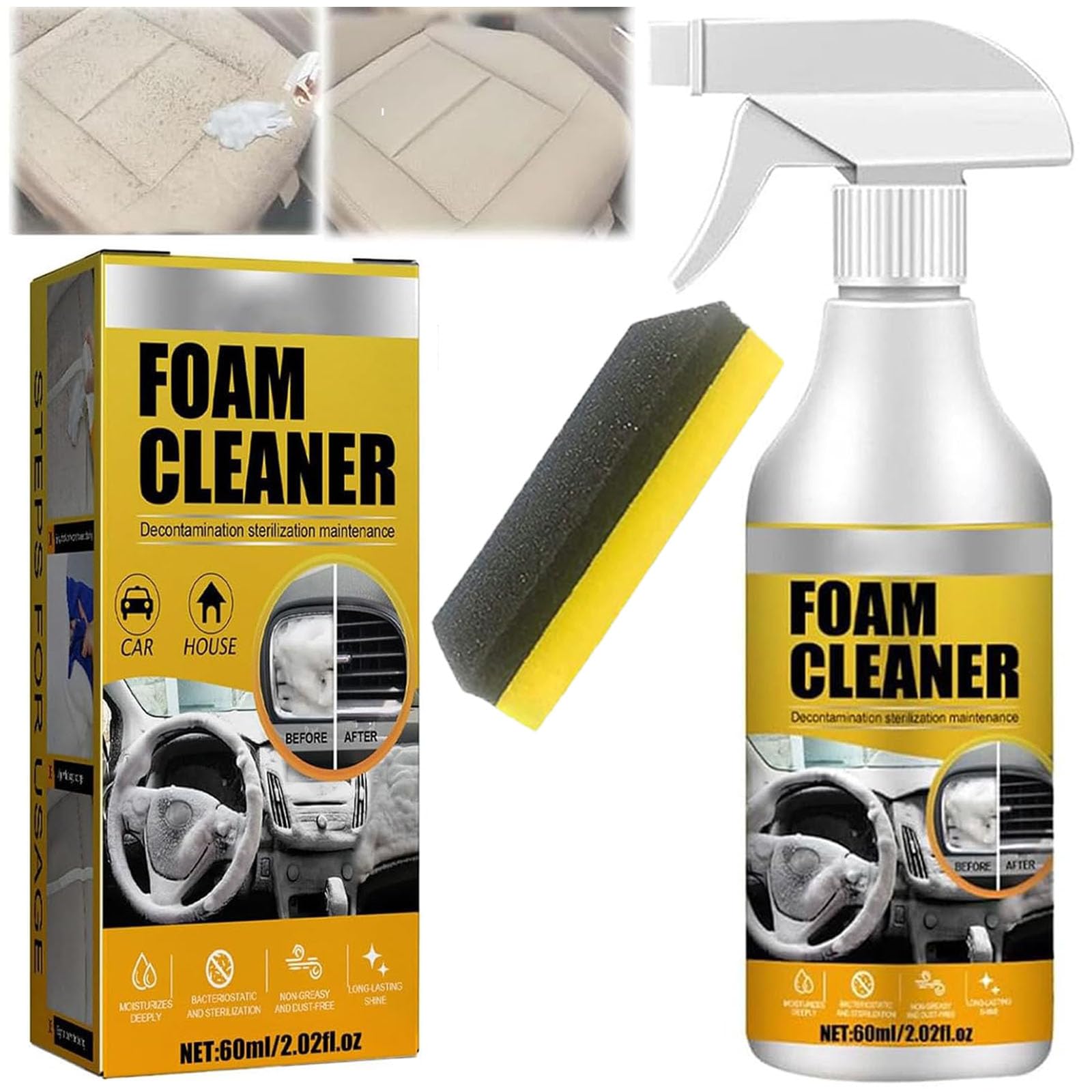 Homebbc Foam Cleaner, Homebbc Car Cleaner, Foam Cleaner for Car, Multi-Purpose Foam Cleaner, Multi Purpose Foam Cleaner, Car Magic Foam Cleaner (1PCS-60ml) von seuloo