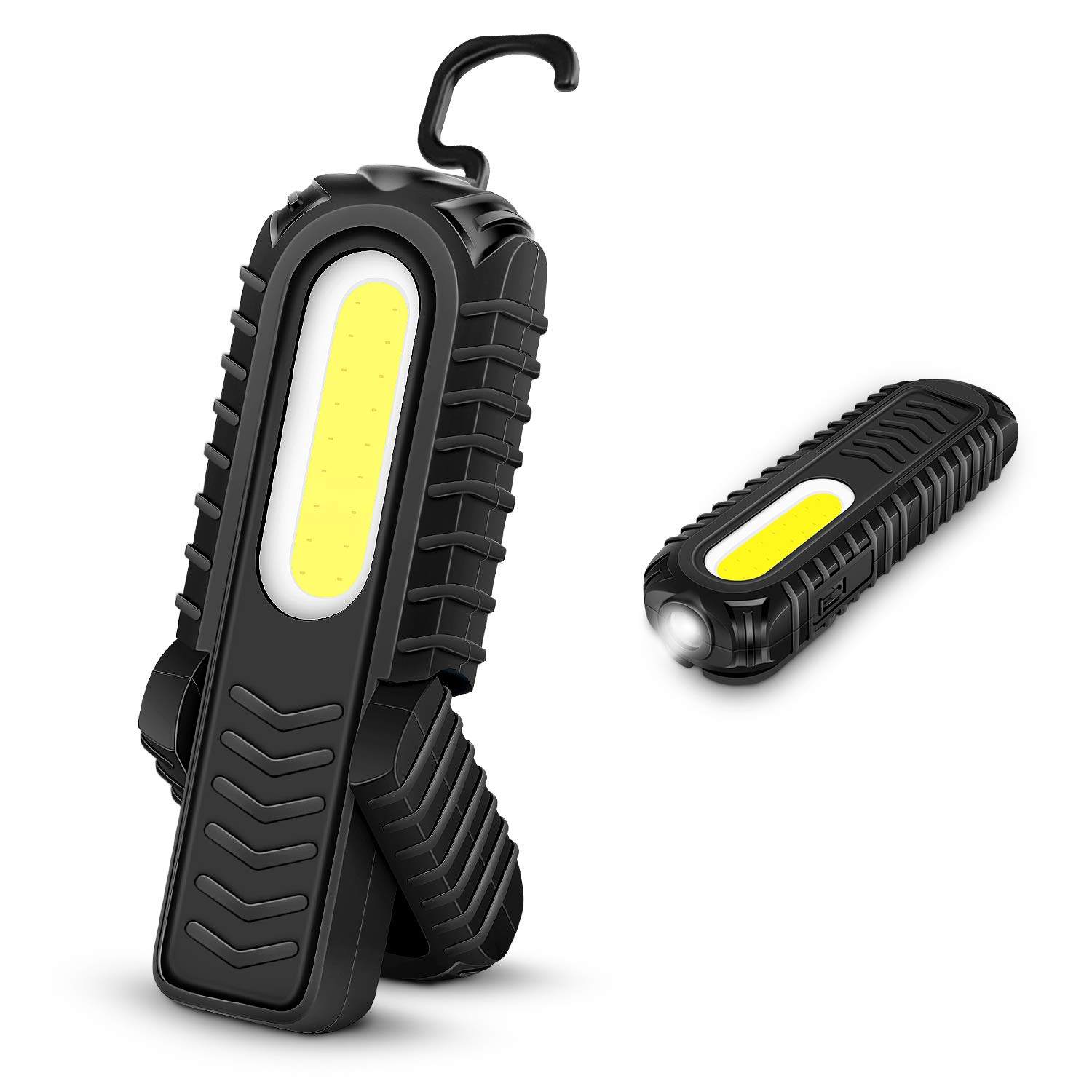 Wiederaufladbare Werkstattlampe, Superhelles 5W COB LED Flutlicht und 3W LED Taschenlampe mit einstellbarem Ständer, Haken und Magnetbasis - Inspektionslampe, Auto und Notfälle Wiederaufladbare Werkstattlampe, Superhelles 5W COB LED Flutlicht und 3W LED Taschenlampe mit einstellbarem Ständer, Haken und Magnetbasis - Inspektionslampe, Auto und Notfälle von AXleftj