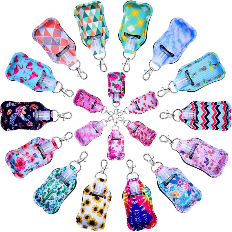 Shynek Händedesinfektionsmittel Halter, 40 leere Flaschen und Schlüsselanhänger Halter Set enthält 20 wiederverwendbare Flaschen, Schlüsselanhänger Träger für Händedesinfektionsmittel von shynek