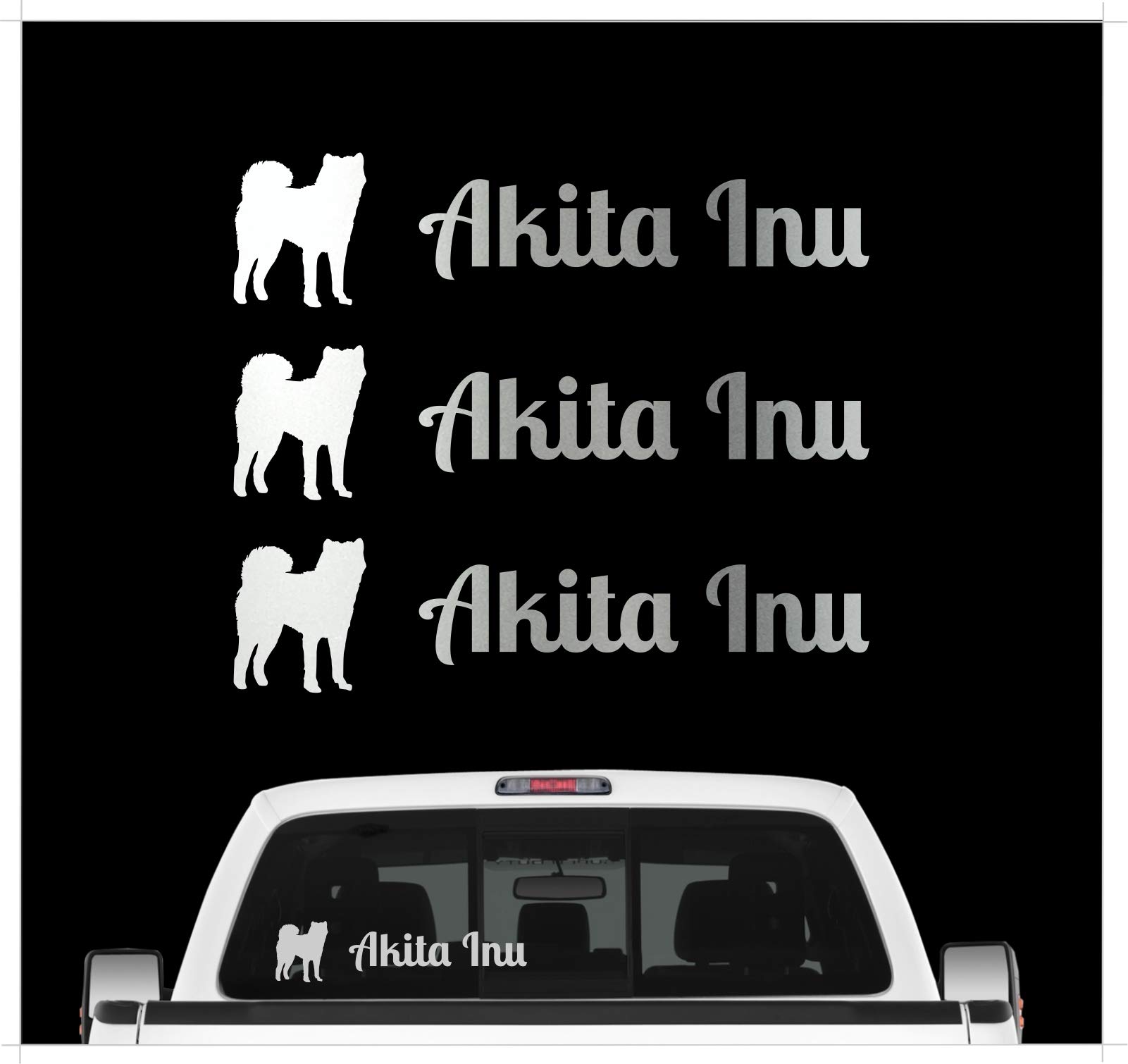 Akita Inu Japan - 3er Set Auto Aufkleber Autoaufkleber Hundemotiv Hundeaufkleber autoaufkleber Hund Folie Aufkleber Silber von siviwonder