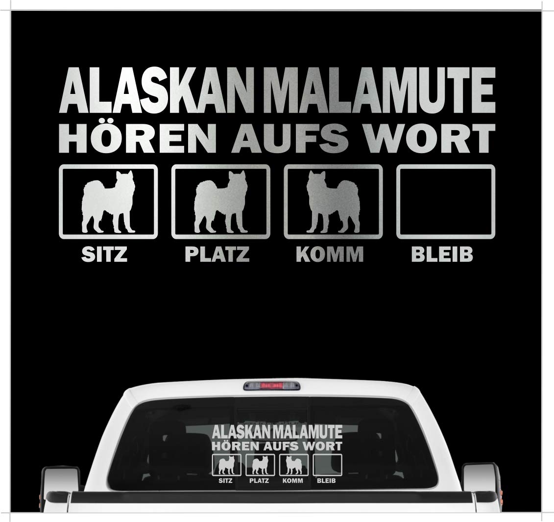 Auto Aufkleber Alaskan Malamute Mal Mally - Hören aufs Wort Autoaufkleber Hundemotiv Hundeaufkleber autoaufkleber Hund Folie Silber von siviwonder