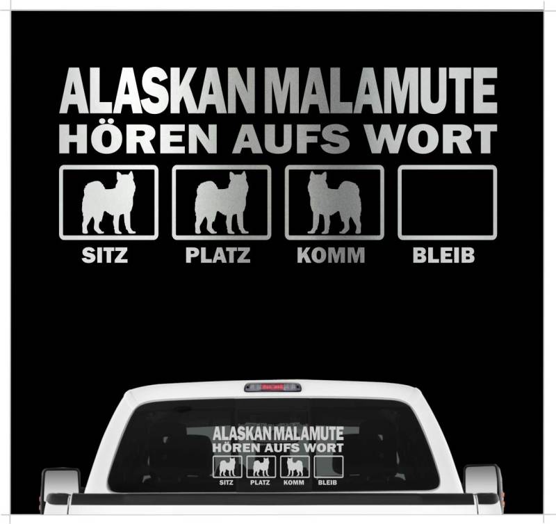 Auto Aufkleber Alaskan Malamute Mal Mally - Hören aufs Wort Autoaufkleber Hundemotiv Hundeaufkleber autoaufkleber Hund Folie Silber von siviwonder