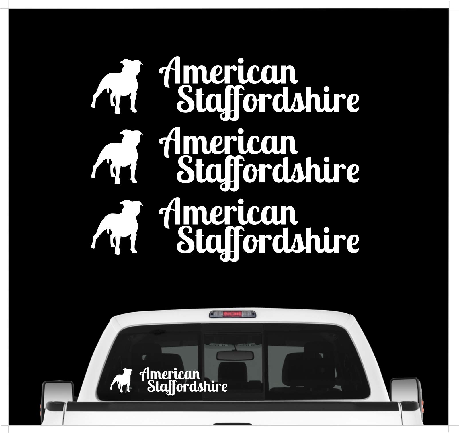siviwonder American Staffordshire Terrier - 3er Set Auto Aufkleber Autoaufkleber Hundemotiv Hundeaufkleber autoaufkleber Hund Folie Aufkleber weiß von siviwonder