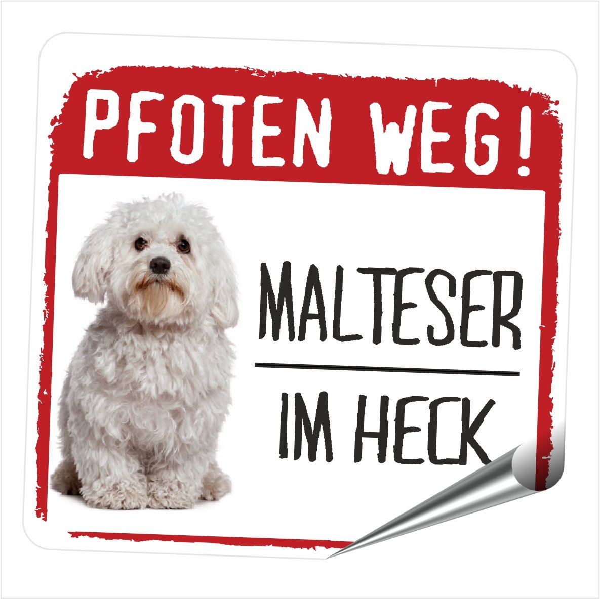 siviwonder Aufkleber MALTESER Pfoten Weg Kleiner Auto Hundeaufkleber REFLEKTIEREND Reflective Sticker Hund von siviwonder