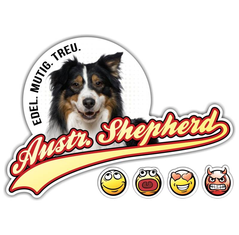 siviwonder Auto Aufkleber Australian Shepherd No.3 Black tri Old School Hundeaufkleber 12cm von siviwonder