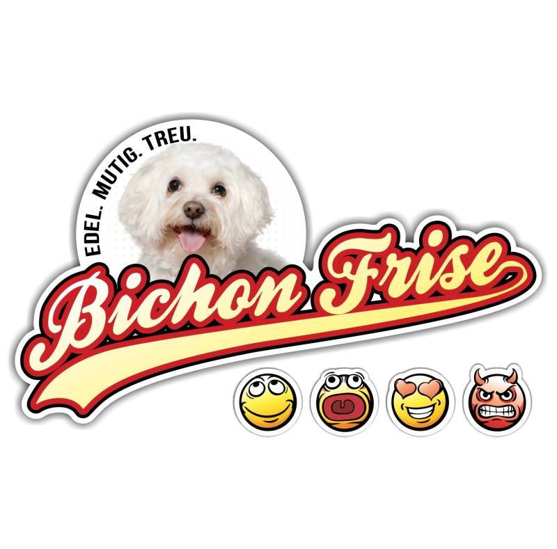 siviwonder Auto Aufkleber Bichon Frise Old School Hundeaufkleber 12cm von siviwonder