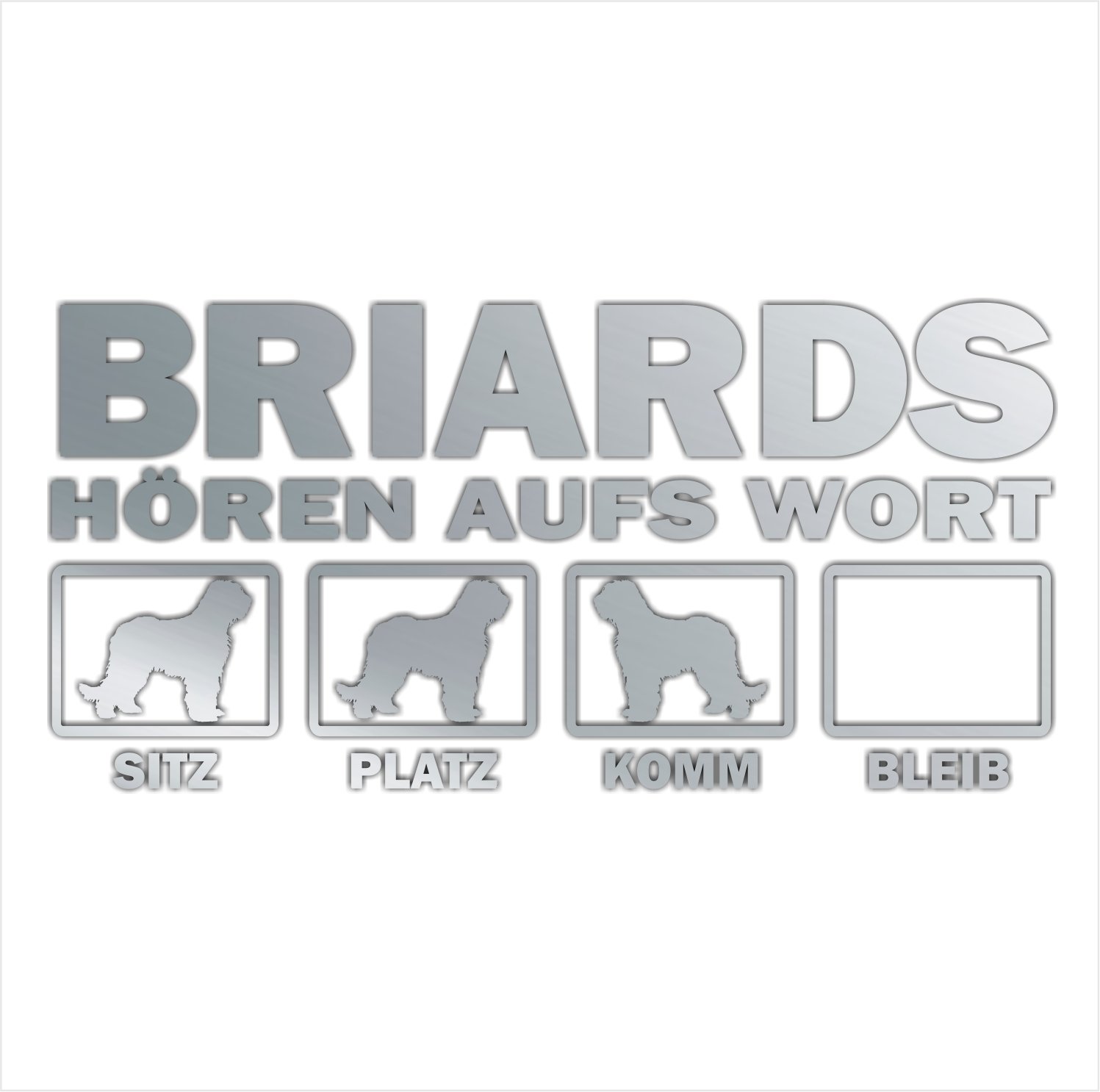 siviwonder Auto Aufkleber Briard Berger DE Brie Hunde Hören aufs Wort Hundeaufkleber 30cm Silber metallic von siviwonder