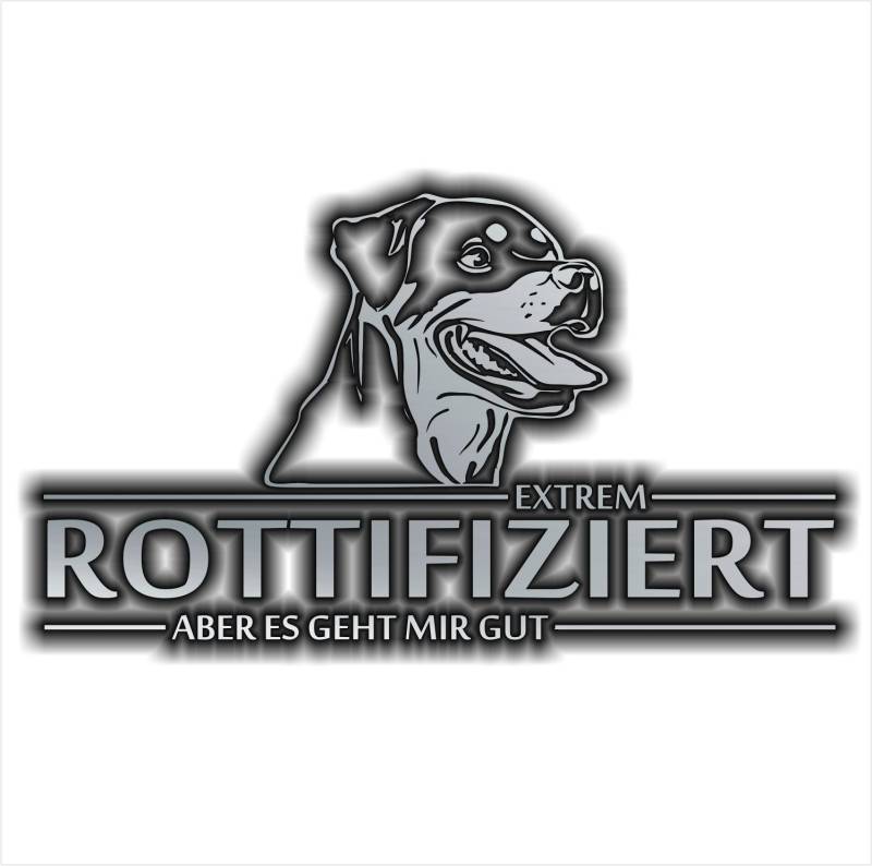 siviwonder Auto Aufkleber Rottweiler ROTTIFIZIERT Hund INFIZIERT Hundeaufkleber 30cm Silber metallic von siviwonder