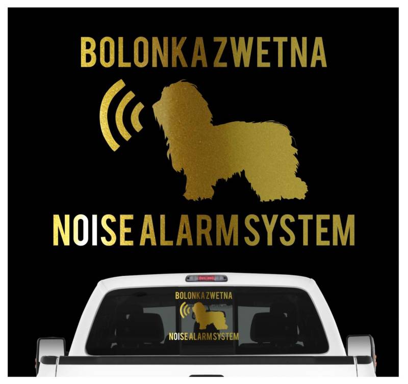 siviwonder Bolonka Zwetna Noise Alarmsystem Auto Aufkleber Hund Folie Tsvetnaya Russisch Farbe Gold Metallic, Größe 20cm von siviwonder
