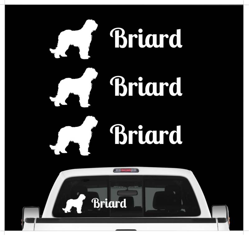 siviwonder Briard Berger de Brie - 3er Set Auto Aufkleber Autoaufkleber Hundemotiv Hundeaufkleber autoaufkleber Hund Folie Aufkleber weiß von siviwonder