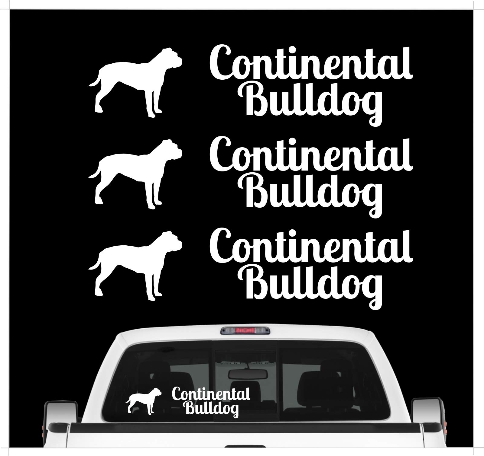 siviwonder Continental Bulldog Bully - 3er Set Auto Aufkleber Autoaufkleber Hundemotiv Hundeaufkleber autoaufkleber Hund Folie Aufkleber weiß von siviwonder