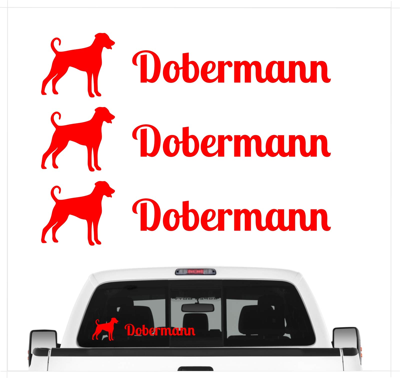 siviwonder Dobermann UNkupiert Dobie - 3er Set Auto Aufkleber Autoaufkleber Hundemotiv Hundeaufkleber autoaufkleber Hund Folie Aufkleber rot von siviwonder