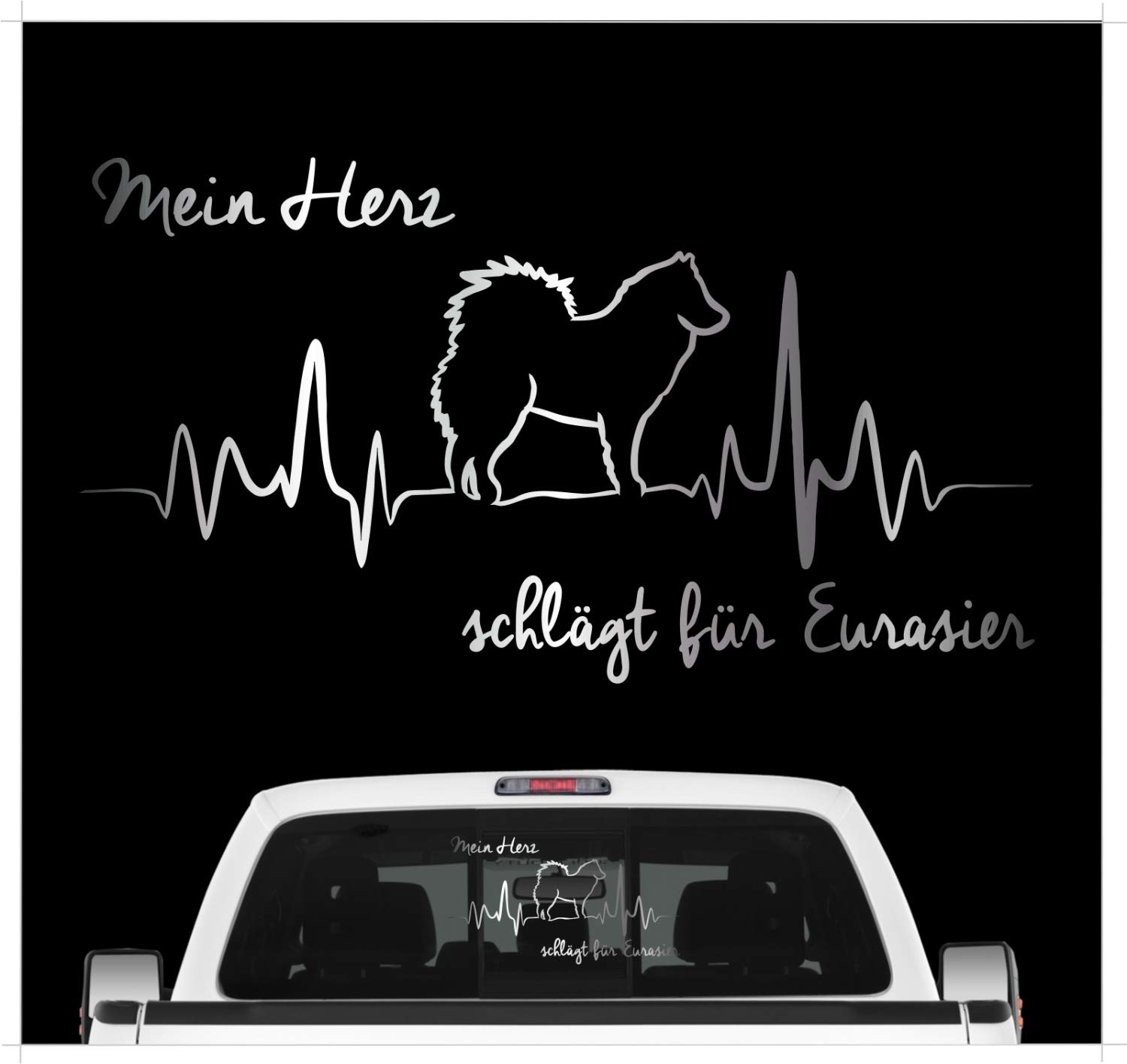siviwonder Eurasier Eurasian Spitz Aufkleber Auto Herz Heartbeat Hundeaufkleber Hunde Sticker Farbe Silber, Größe 20cm siviwonder Eurasier Eurasian Spitz Aufkleber Auto Herz Heartbeat Hundeaufkleber Hunde Sticker Farbe Silber, Größe 20cm von siviwonder