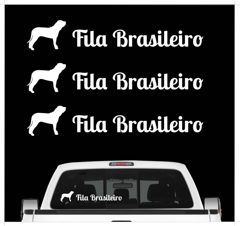 siviwonder Fila Brasileiro Brasilien - 3er Set Auto Aufkleber Autoaufkleber Hundemotiv Hundeaufkleber autoaufkleber Hund Folie Aufkleber weiß von siviwonder