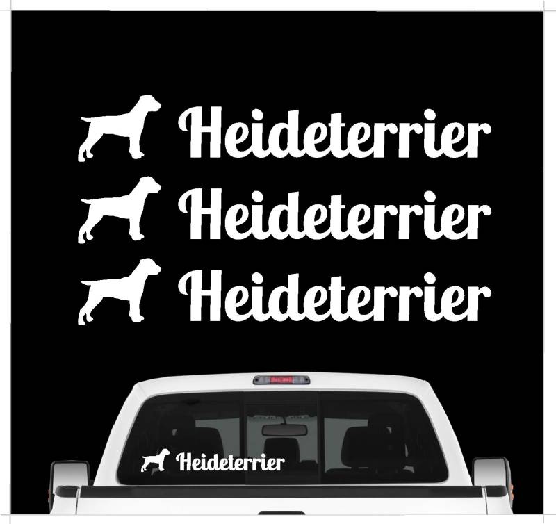 siviwonder Heideterrier - 3er Set Auto Aufkleber Autoaufkleber Hundemotiv Hundeaufkleber autoaufkleber Hund Folie Aufkleber weiß von siviwonder