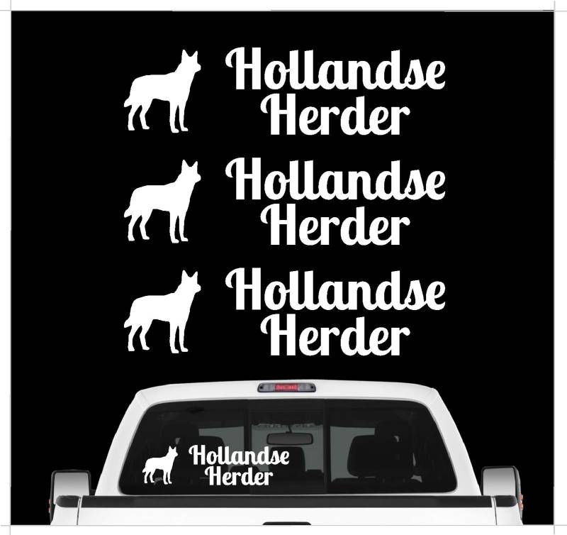 siviwonder Hollandse Herder Holländischer Schäferhund - 3er Set Auto Aufkleber Autoaufkleber Hundemotiv Hundeaufkleber autoaufkleber Hund Folie Aufkleber weiß von siviwonder