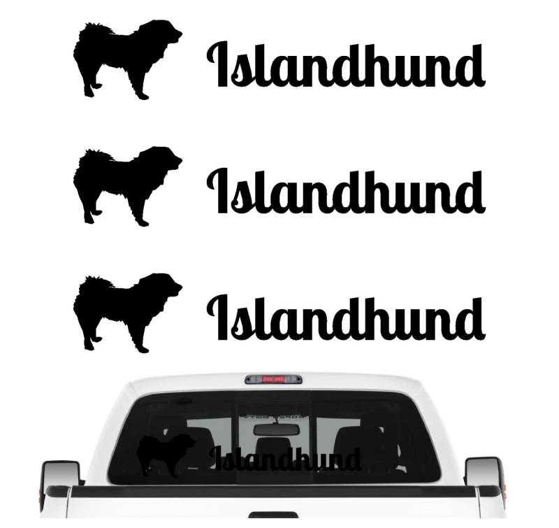 siviwonder Islandhund Spitz Island Aufkleber 3er Set Hundeaufkleber Hundemotiv Hund Folie Farbe Schwarz, Größe 10cm von siviwonder