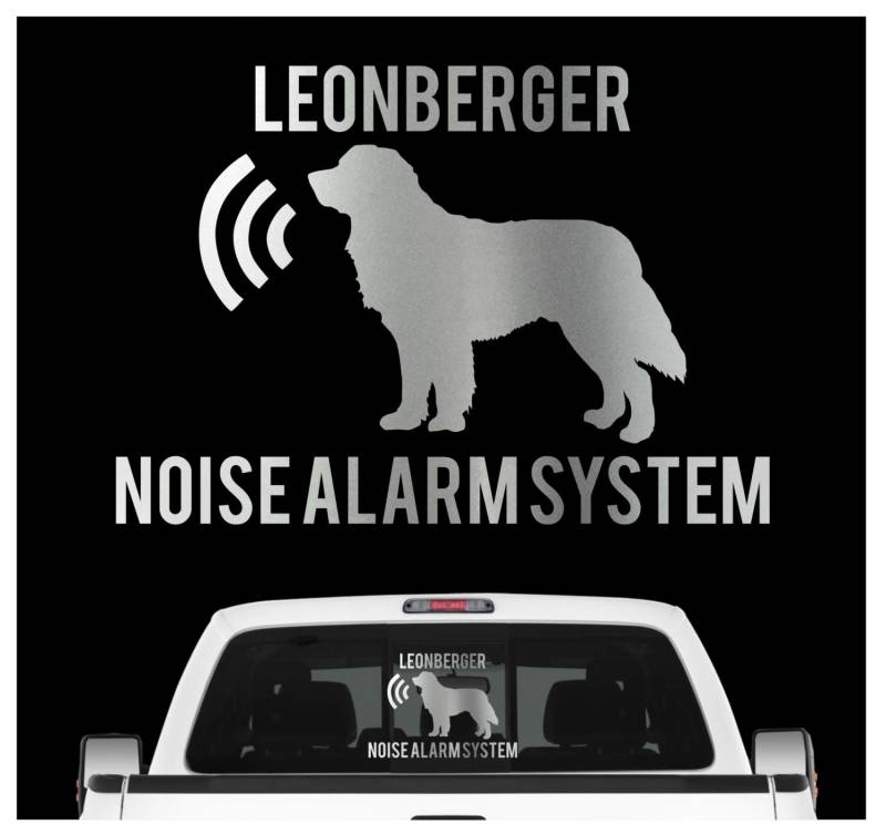siviwonder Leonberger Noise Alarmsystem Auto Aufkleber Hund Folie Leo Gentle Lion Farbe Silber Metallic, Größe 10cm von siviwonder