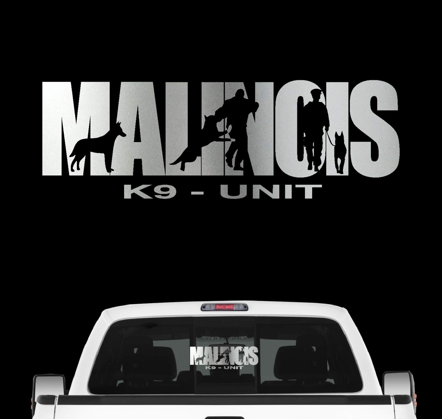 siviwonder Malinois Hundesport Auto Aufkleber Hund Folie Belgian Mali Diensthund K9 Unit Farbe Silber Metallic, Größe 100cm siviwonder Malinois Hundesport Auto Aufkleber Hund Folie Belgian Mali Diensthund K9 Unit Farbe Silber Metallic, Größe 100cm von siviwonder