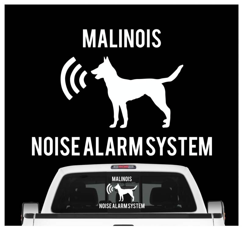 siviwonder Malinois Noise Alarmsystem Auto Aufkleber Hund Folie Belgian Mali Berger Farbe Weiß, Größe 20cm von siviwonder