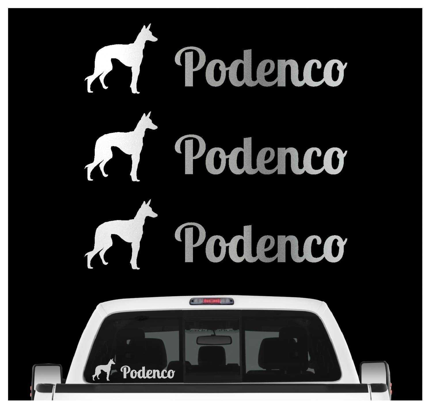 siviwonder Podenco Ibicenco Aufkleber 3er Set Hundeaufkleber Hundemotiv Hund Folie Farbe Silber, Größe 10cm von siviwonder