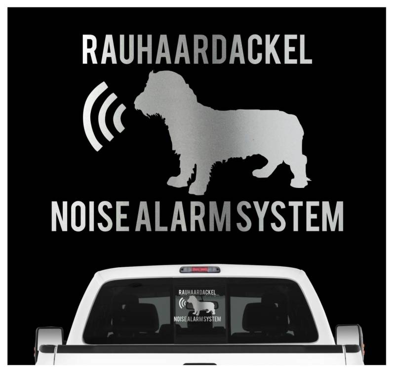 siviwonder Rauhaardackel Noise Alarmsystem Auto Aufkleber Hund Folie Dackel Teckel Farbe Silber Metallic, Größe 10cm von siviwonder