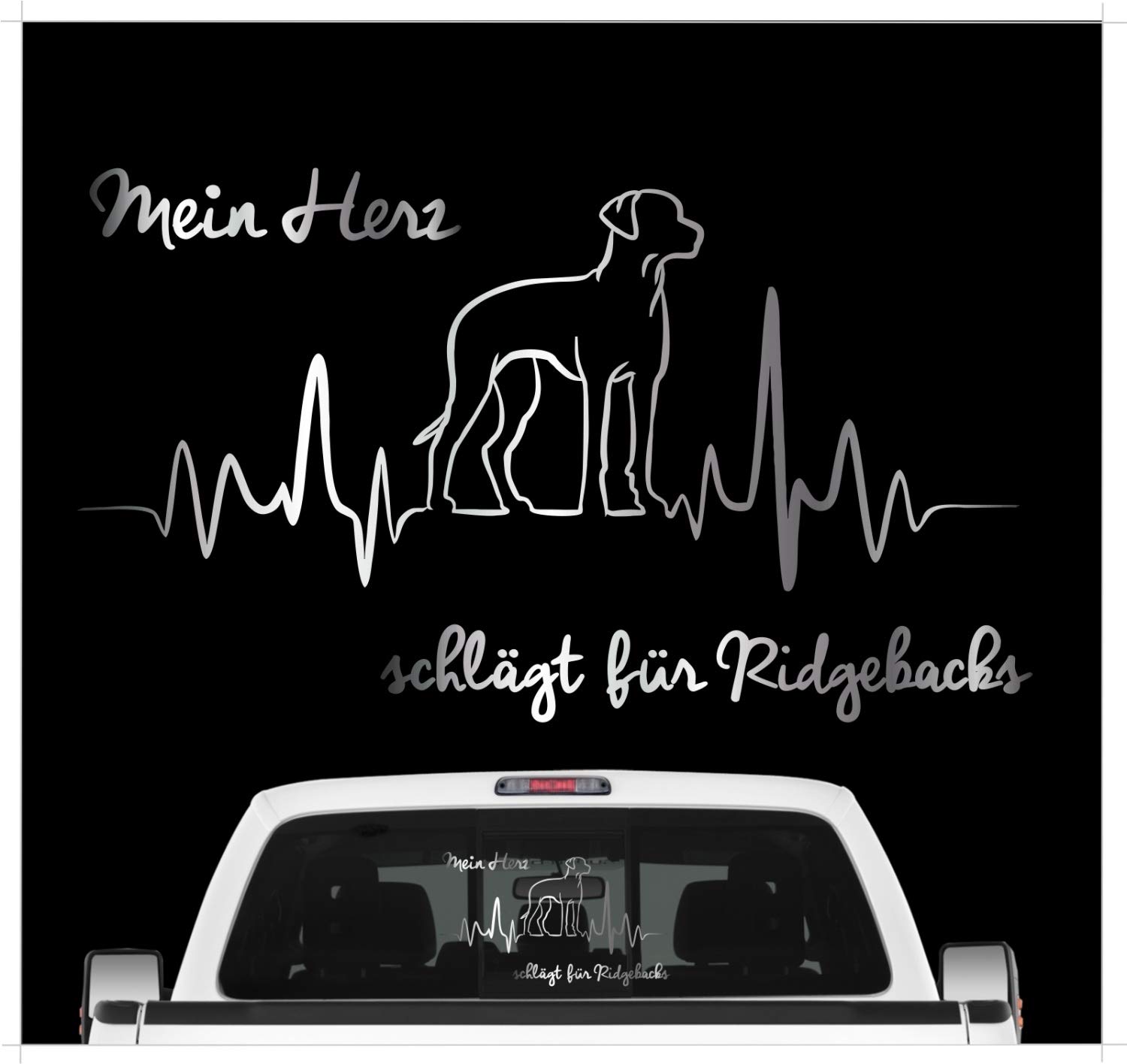 siviwonder Rhodesian Ridgeback RR Aufkleber Auto Herz Heartbeat Hundeaufkleber Hunde Folie Farbe Silber, Größe 60cm von siviwonder