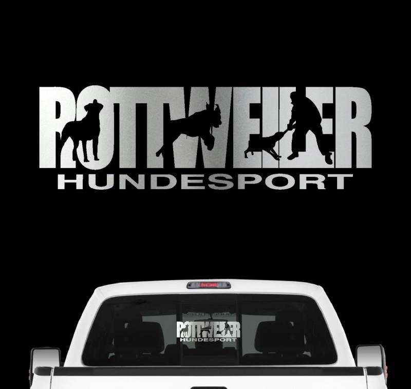 siviwonder Rottweiler Hundesport Auto Aufkleber Hund Folie Rottie Rotty Rott Farbe Silber Metallic, Größe 45cm von siviwonder