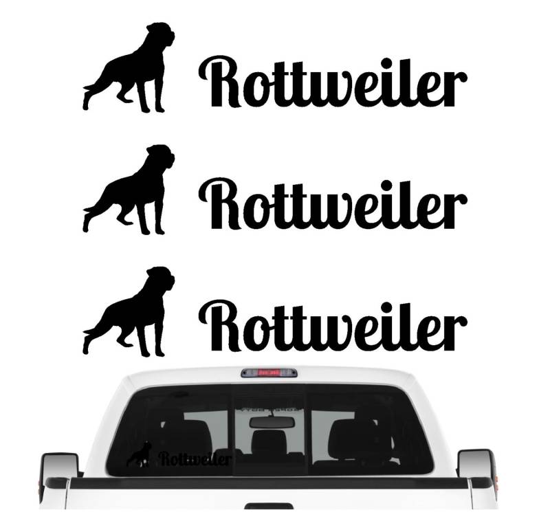 siviwonder Rottweiler Rottie Aufkleber 3er Set Hundeaufkleber Hundemotiv Hund Folie Farbe Schwarz, Größe 20cm von siviwonder