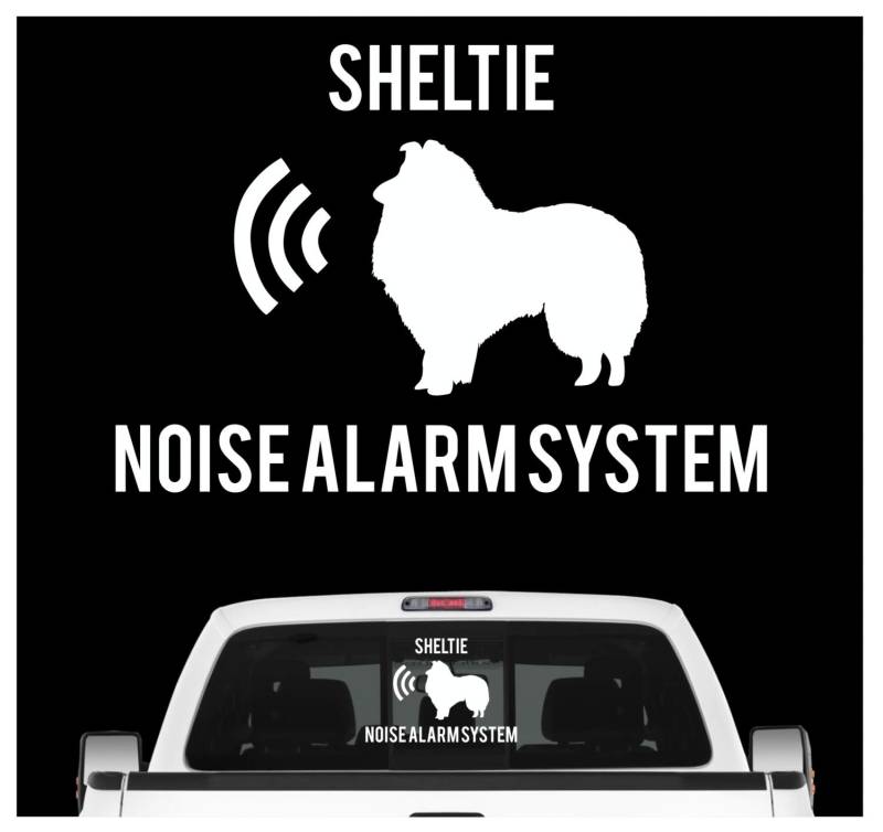 siviwonder Sheltie Noise Alarmsystem Auto Aufkleber Hund Folie Shetland Sheepdog Farbe Weiß, Größe 10cm von siviwonder