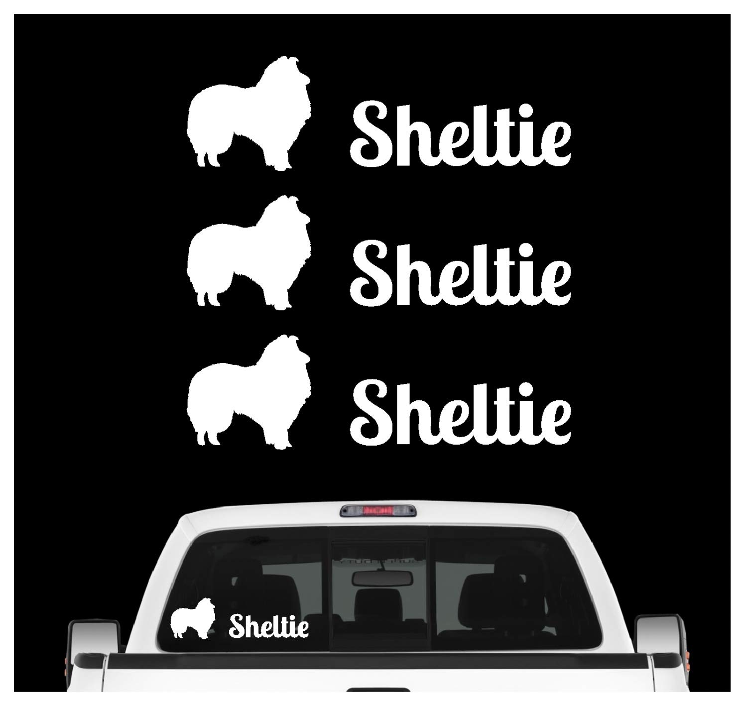 siviwonder Sheltie Shetland Sheepdog Aufkleber 3er Set Hundeaufkleber Hundemotiv Hund Folie Farbe Weiss, Größe 20cm von siviwonder