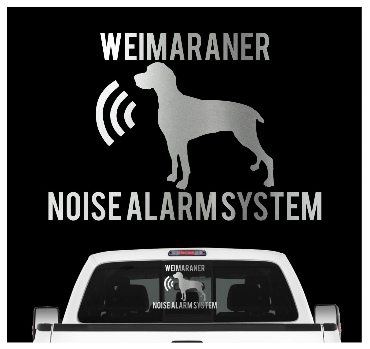 siviwonder Weimaraner Noise Alarmsystem Auto Aufkleber Hund Folie Weim Grey Ghost Farbe Silber Metallic, Größe 10cm von siviwonder