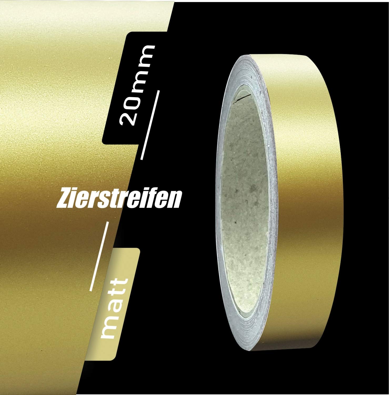 siviwonder Zierstreifen Matt Gold metallic 20mm Aufkleber Länge 10m Auto Boot Klebeband Sticker von siviwonder