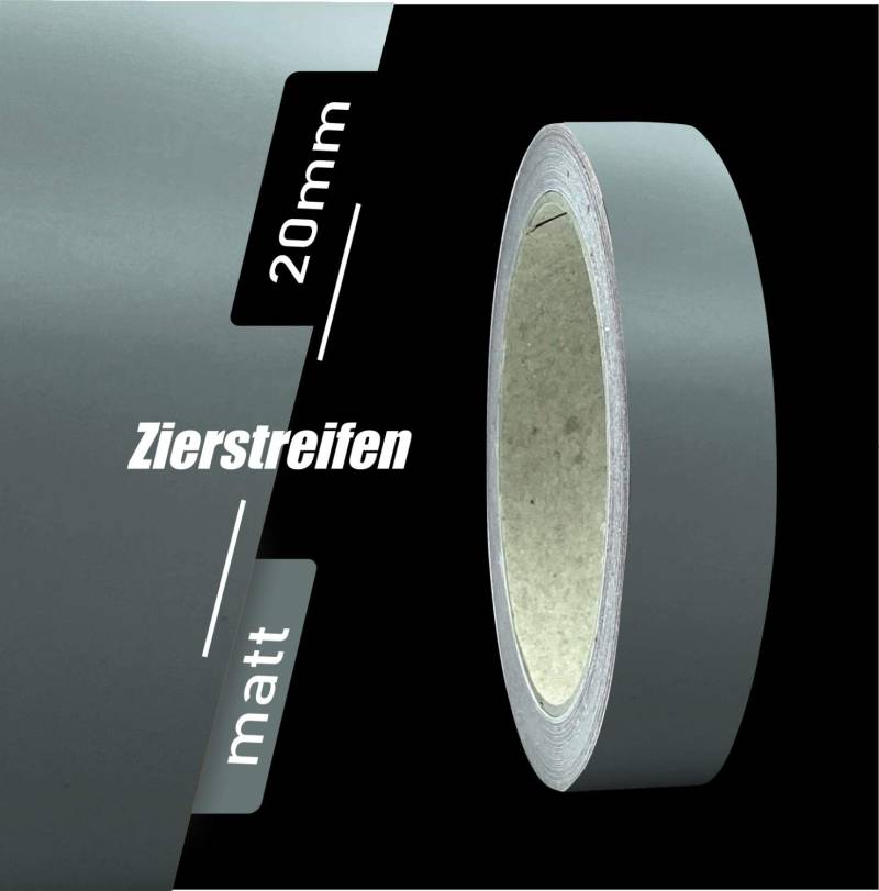siviwonder Zierstreifen Matt dunkelgrau grau 20mm Aufkleber Länge 10m Auto Boot Klebeband Sticker von siviwonder