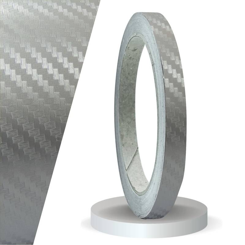 siviwonder Zierstreifen Silber Carbon Glanz in 10mm Breite und 10 m Länge für Auto Boot Jetski Modellbau Klebeband Dekorstreifen Seitenstreifen Klebestreifen DIY Basteln selbstklebend von siviwonder
