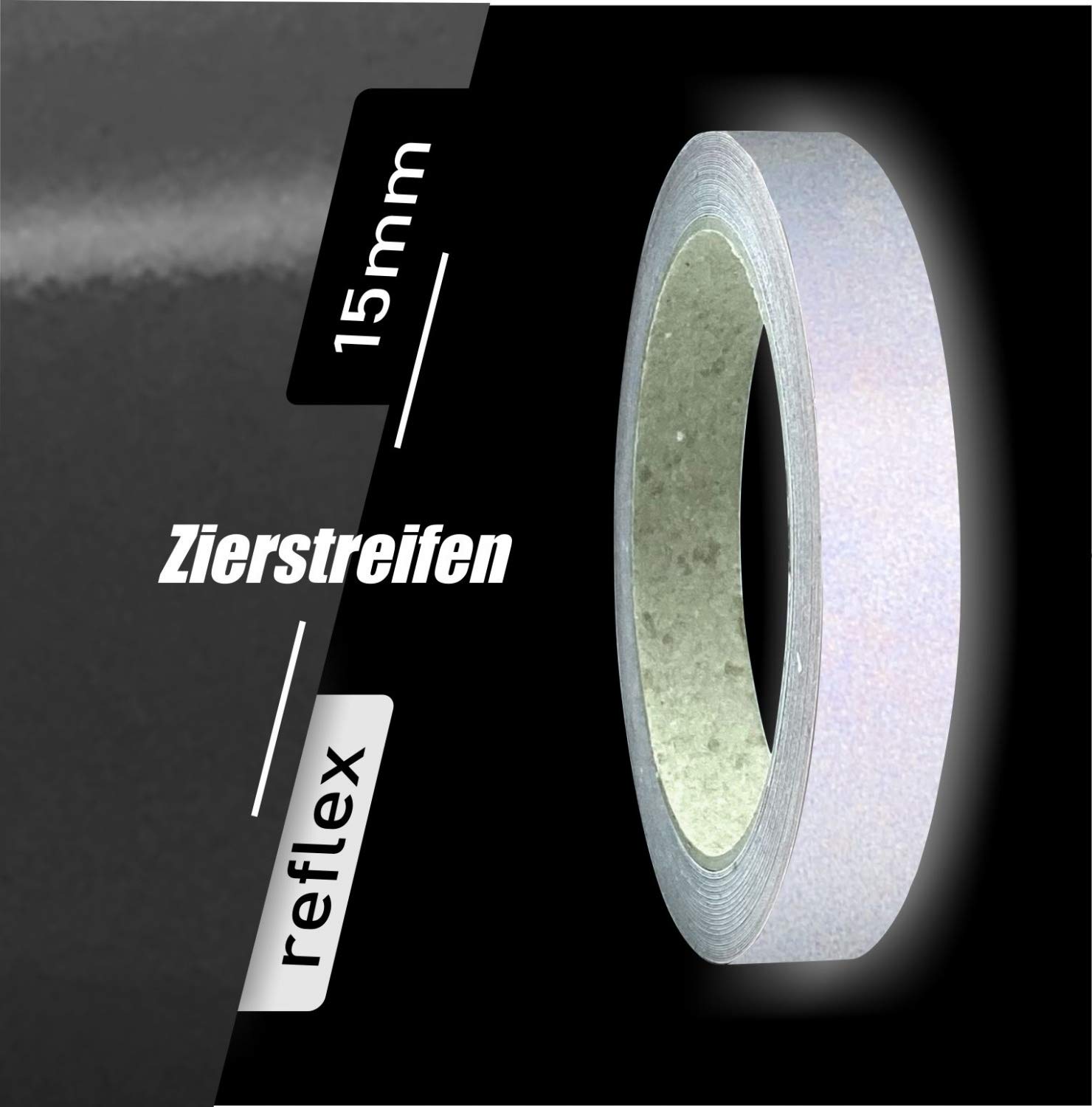 siviwonder Zierstreifen schwarz weiß reflektierend Reflex Aufkleber 15mm Länge 10m Auto Reflexband Motorrad siviwonder Zierstreifen schwarz weiß reflektierend Reflex Aufkleber 15mm Länge 10m Auto Reflexband Motorrad von siviwonder