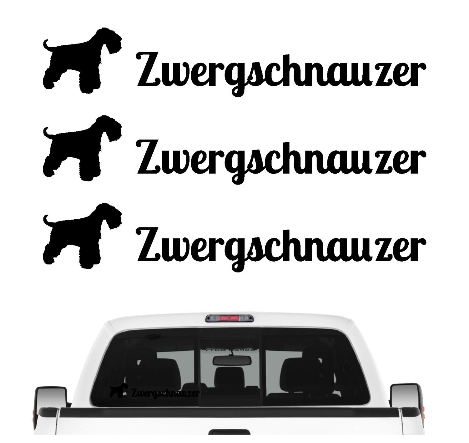 siviwonder Zwergschnauzer Schnauzer Aufkleber 3er Set Hundeaufkleber Hundemotiv Hund Folie Farbe Schwarz, Größe 10cm von siviwonder