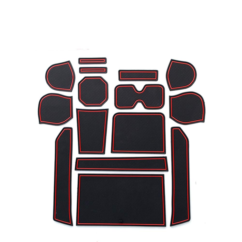 SMABEE Auto-Zubehör für Suzuki Ignis Premium Rillen-Matten – Becherhalter, Mittelkonsole, Türeinsätze, Auto-Innenraum, rutschfeste Anti-Staub-Gummimatte (15-teiliges Set) (rot) von smabee
