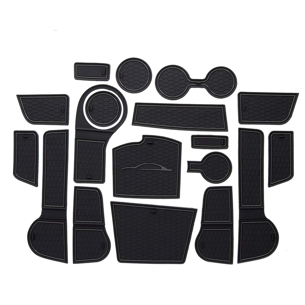 SMABEE Autozubehör für Kia Rio 4 X 2017–2020 Premium Rillen-Matten – Getränkehalter, Mittelkonsole, Türeinsätze, Auto-Innenraum, rutschfeste Anti-Staub-Gummimatte (18 Stück, schwarz) von smabee