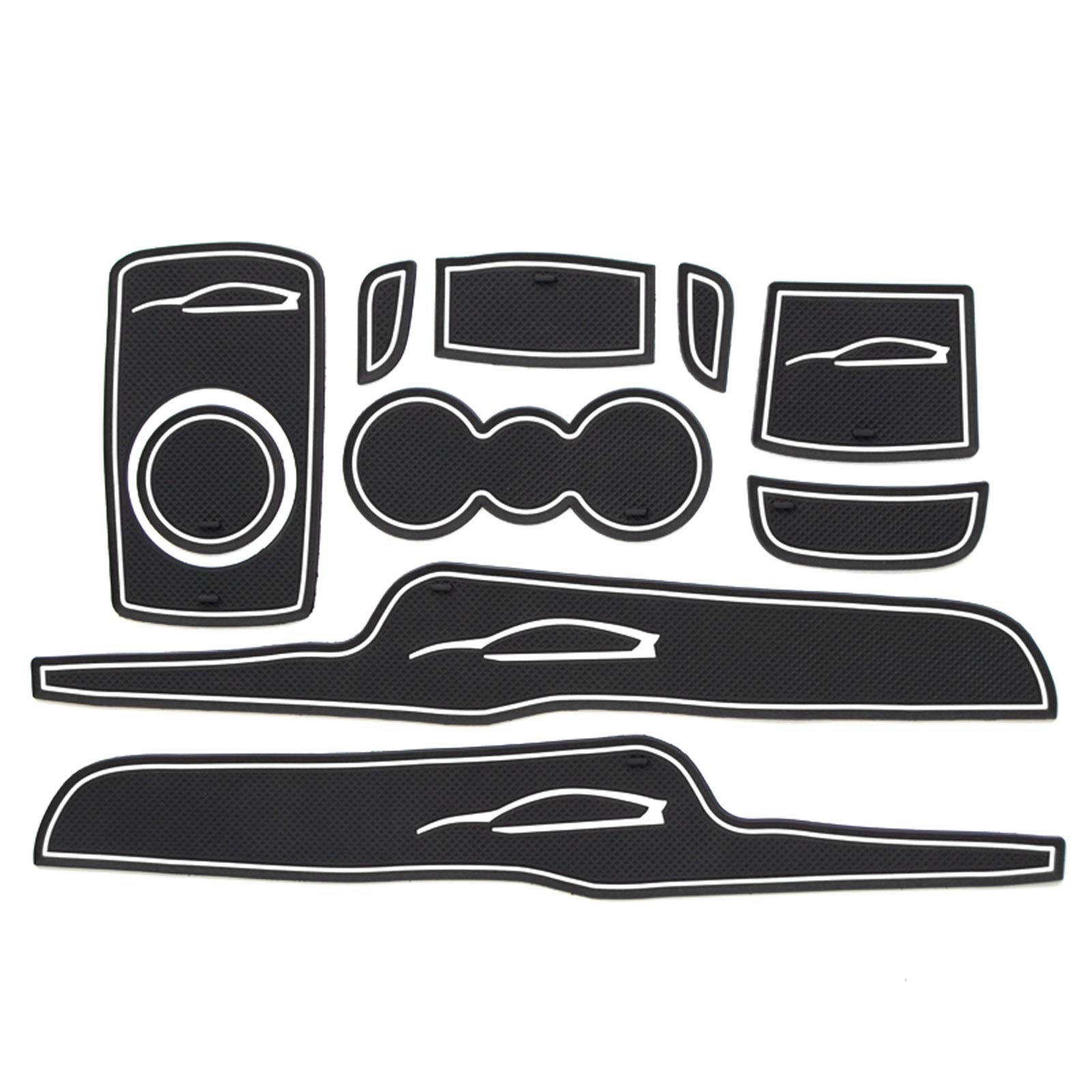 SMABEE Für Fiesta MK6 2008–2015 Premium Custom Interior Non-Slip Anti Dust Cup Holder Einsätze, Mittelkonsole Liner Matten, Tür Pocket Liner 10-teiliges Set (weiß) von smabee